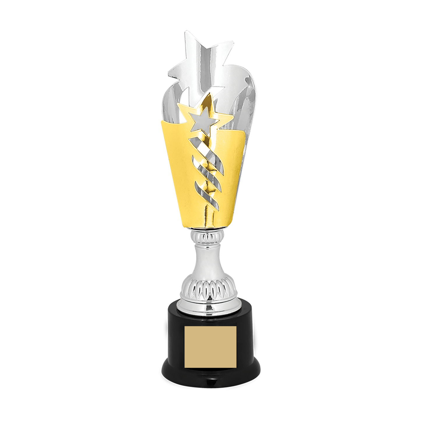 Silver & Gold Star Completed Metal Cup Trophy on Plastic Base