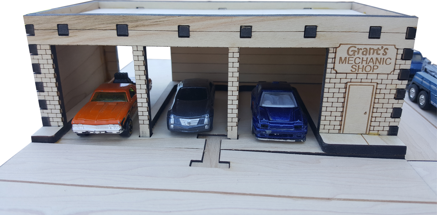 Mechanic Garage Building Kit DIY Matchbox Hotwheels Toy Garage- My Car City Building Sets