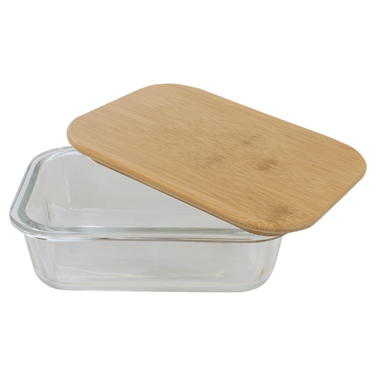 Rectangle Glass Container with Bamboo Lid