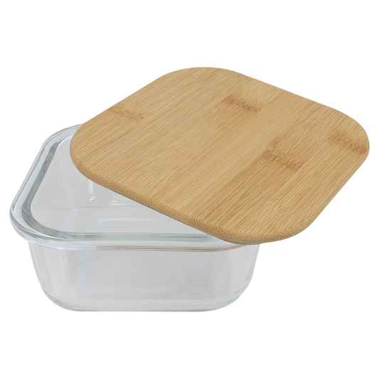 Square Glass Container with Bamboo Lid