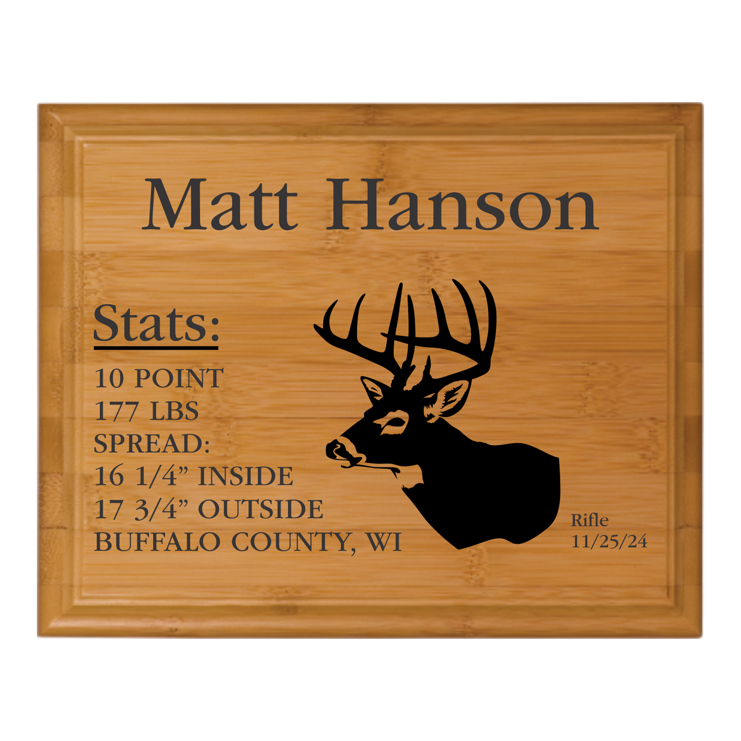 Hunting Stats Plaque