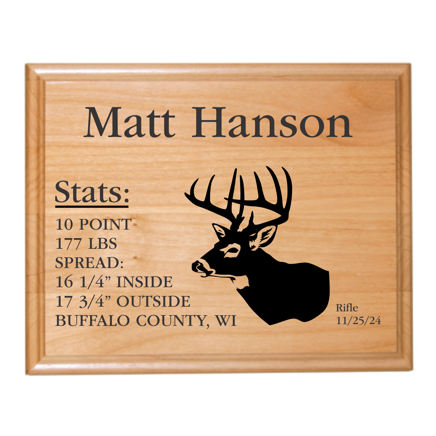 Hunting Stats Plaque